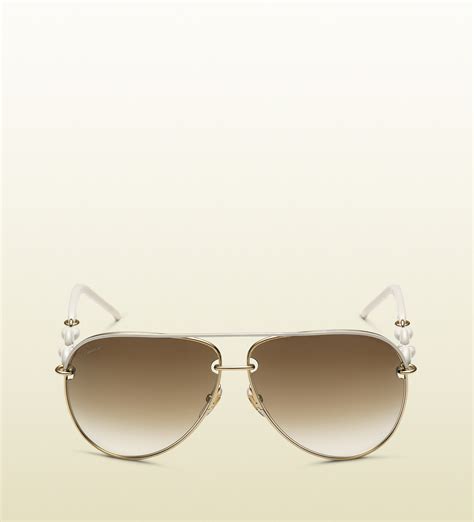 white gucci aviator sunglasses|gucci unisex aviator sunglasses.